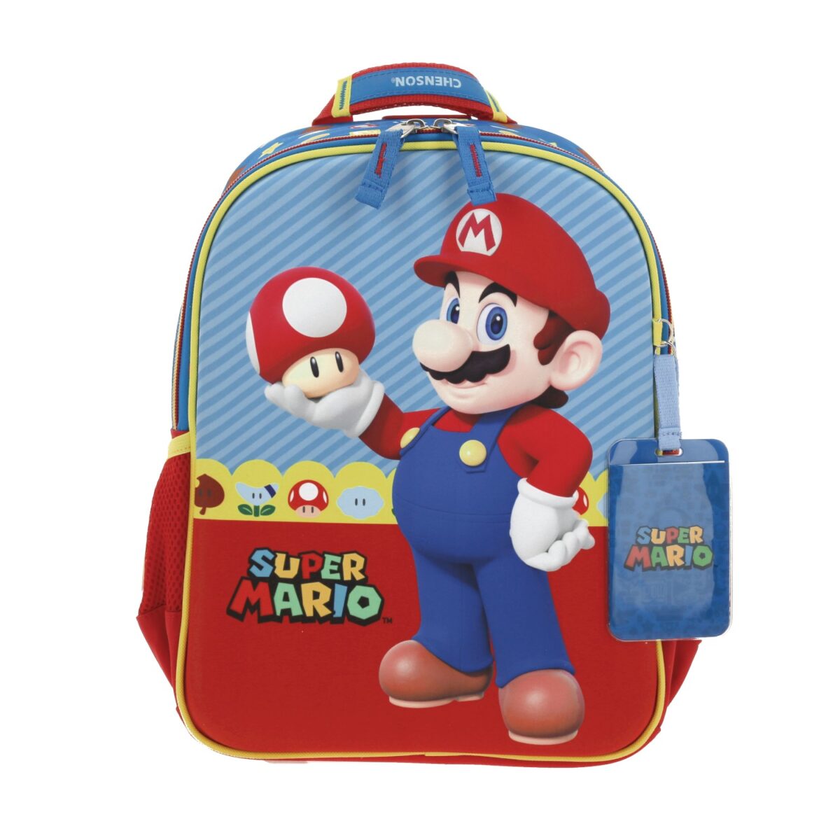 Mochila chica azul mario bros mush