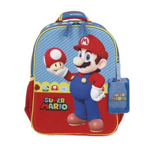 Mochila chica azul mario bros mush