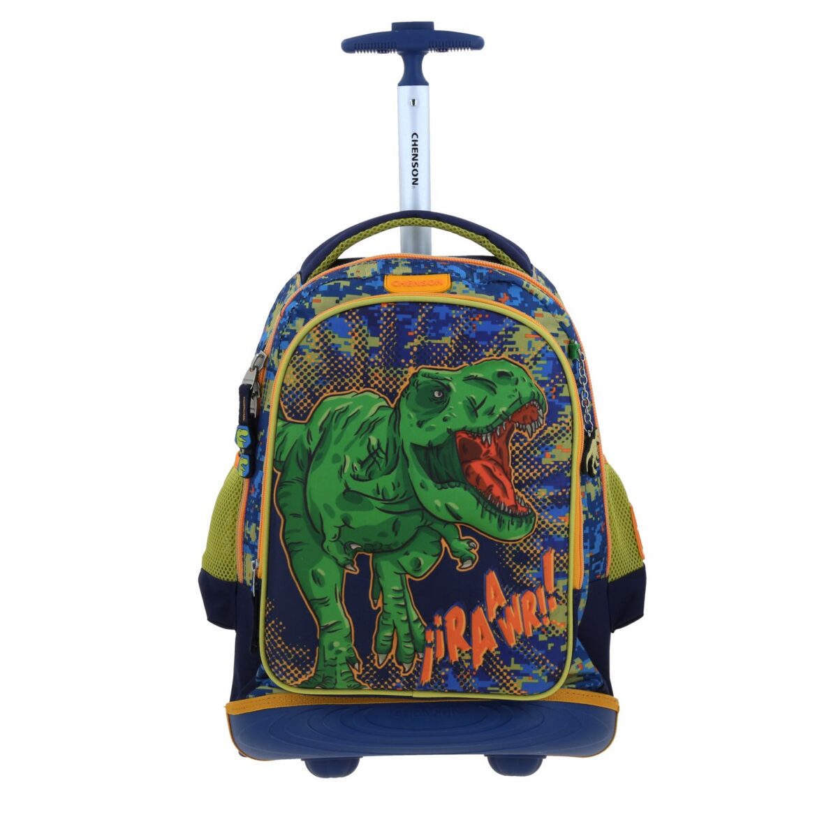 Mochila Con Ruedas Chenson Azul Dise?o 3D de Dinosaurio