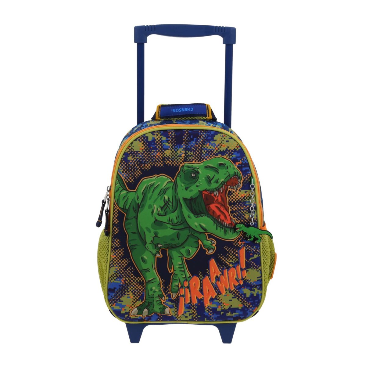 Mochila Kinder Con Ruedas Chenson Azul Dise?o 3D de Dinosaurio