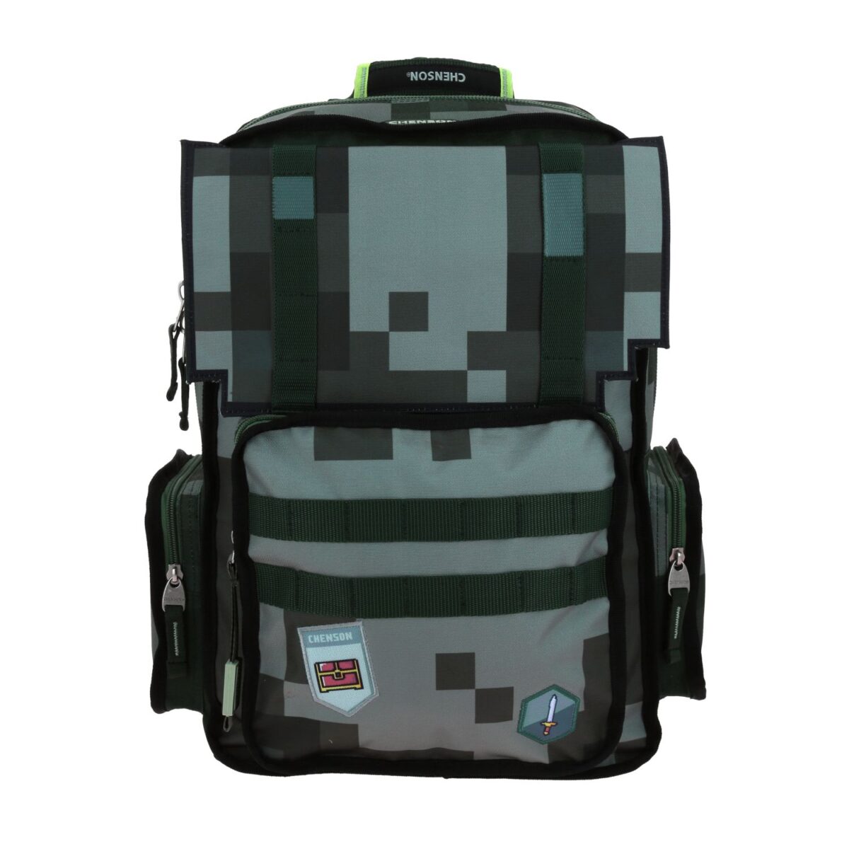 Mochila Grande Chenson Verde Con Dise?o Pixeleado Original Pixels