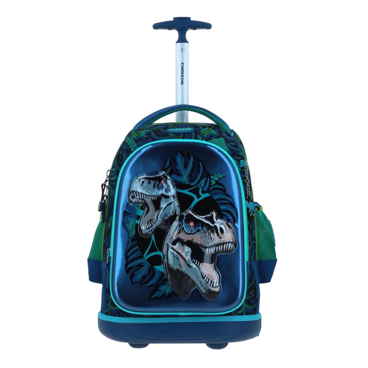 Mochila Con Ruedas Chenson Azul Dinosaurios 6D Original Raptors