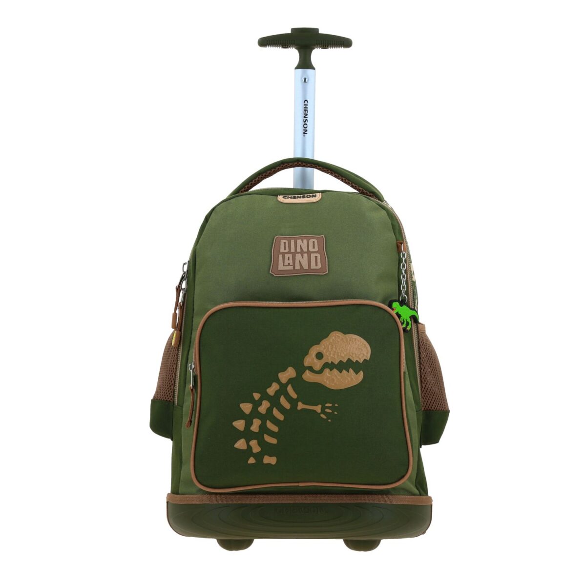 Mochila Con Ruedas Chenson Verde Militar Diseño Dinosaurio