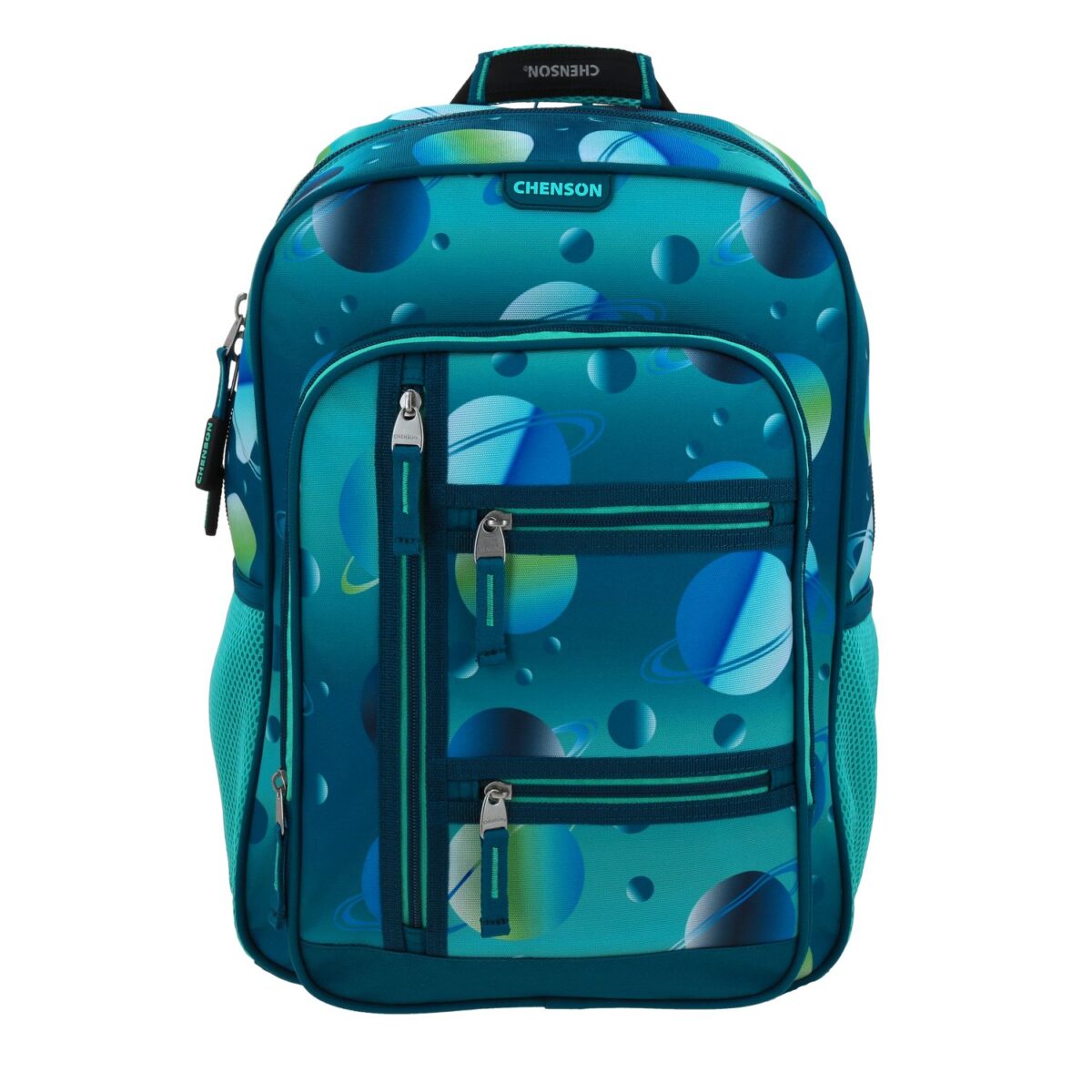 Mochila Grande Chenson Lapicera Azul Con Planetas