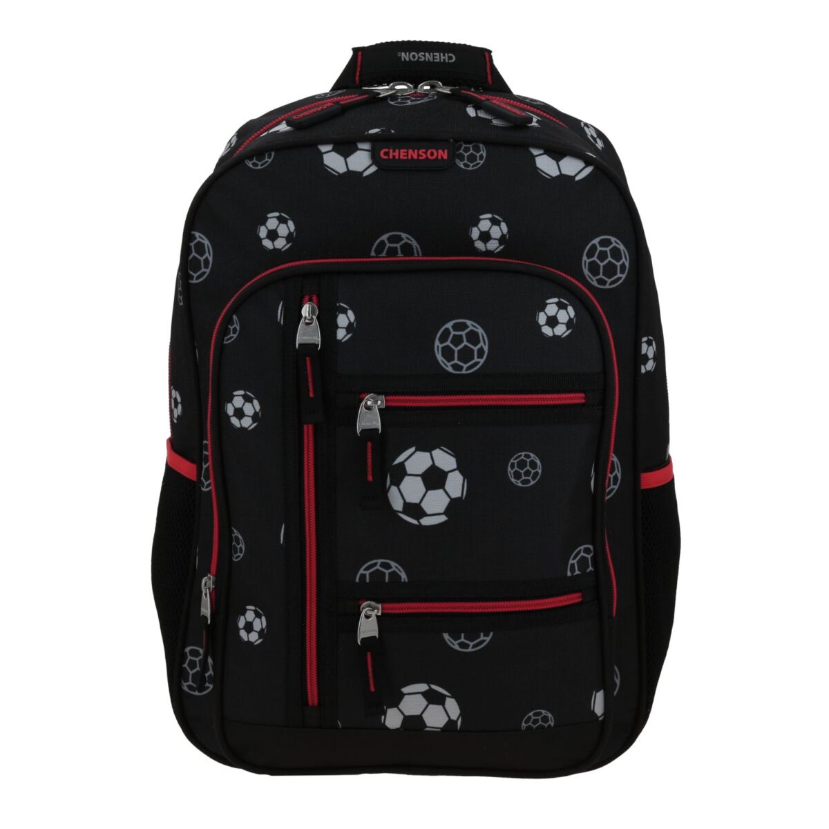 Mochila Grande Chenson Negra Con Pelotas Futbol