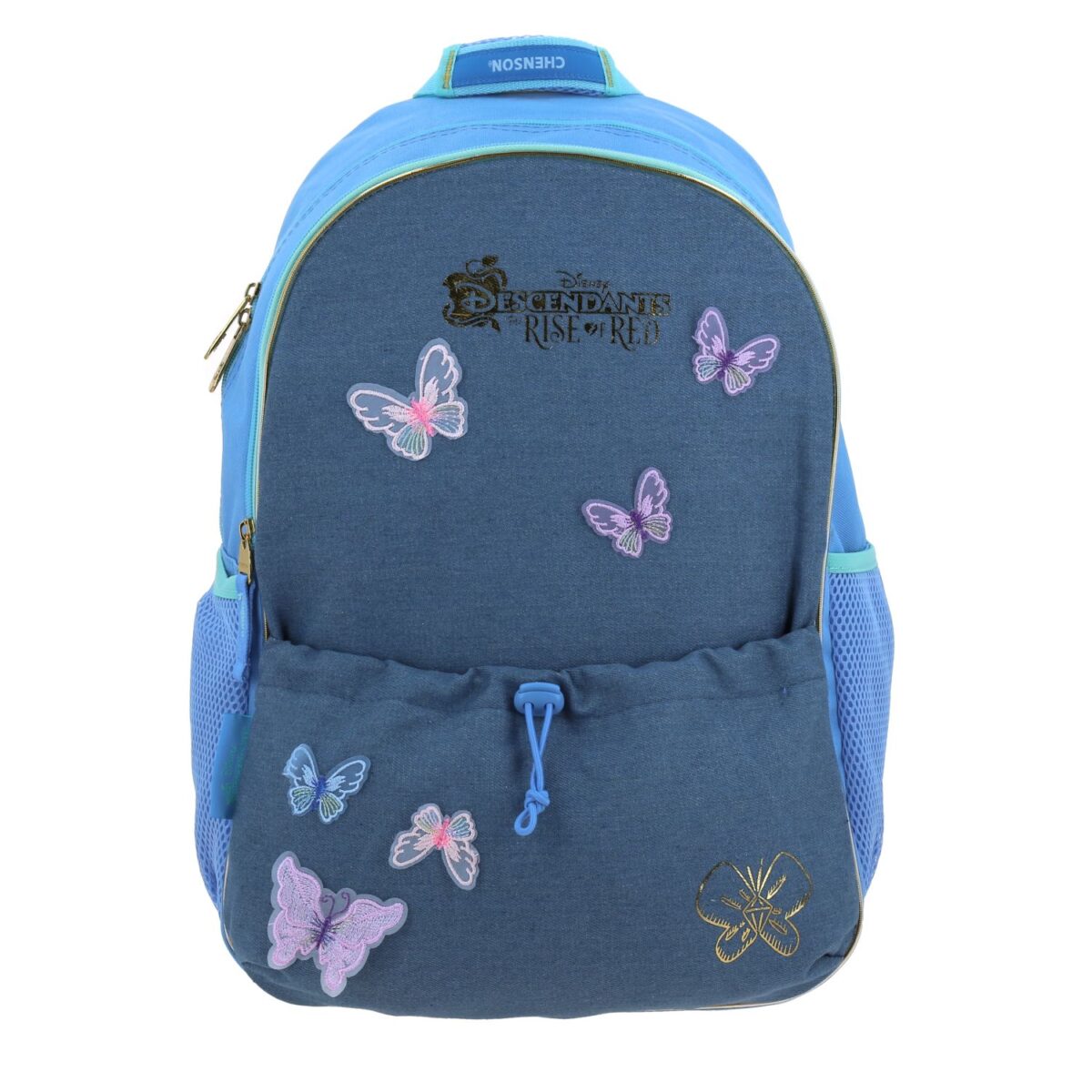 Mochila Grande Chenson Azul Parches de Mariposas Descendientes