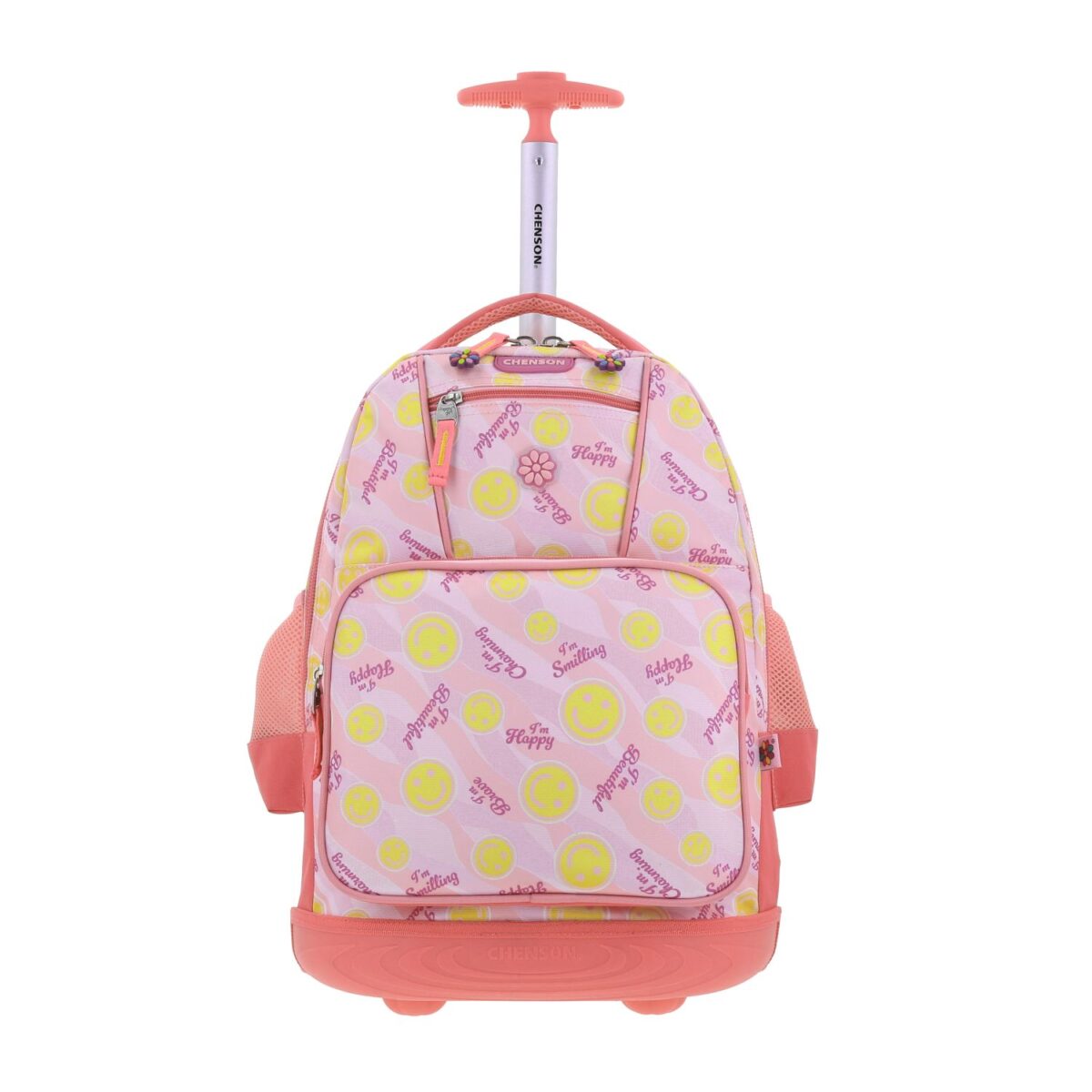 Mochila Con Ruedas Chenson Rosa Dise?o Carita Happy Girl Smile