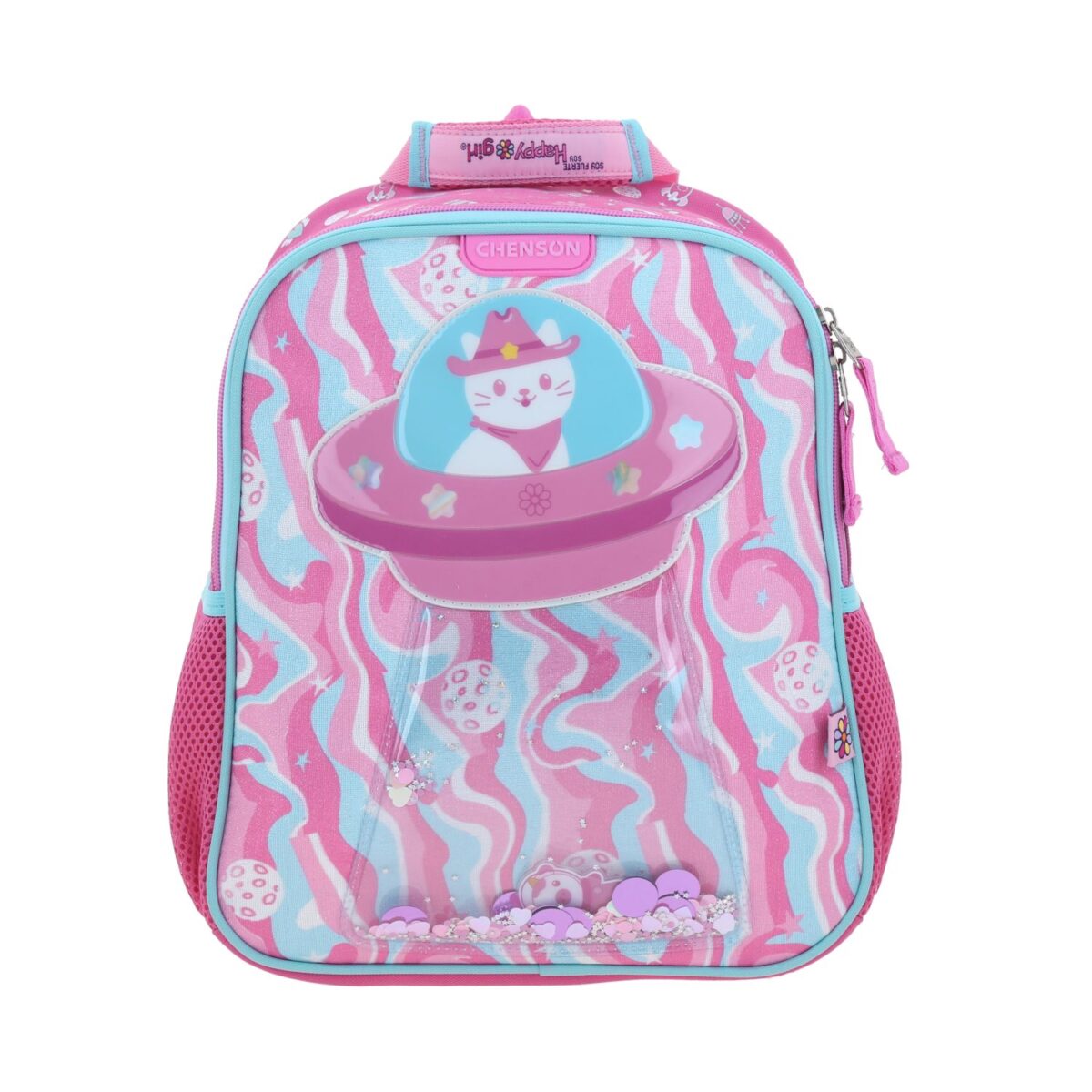 Mochila Kinder Chenson Rosa Gatito y Confeti Happy Girl
