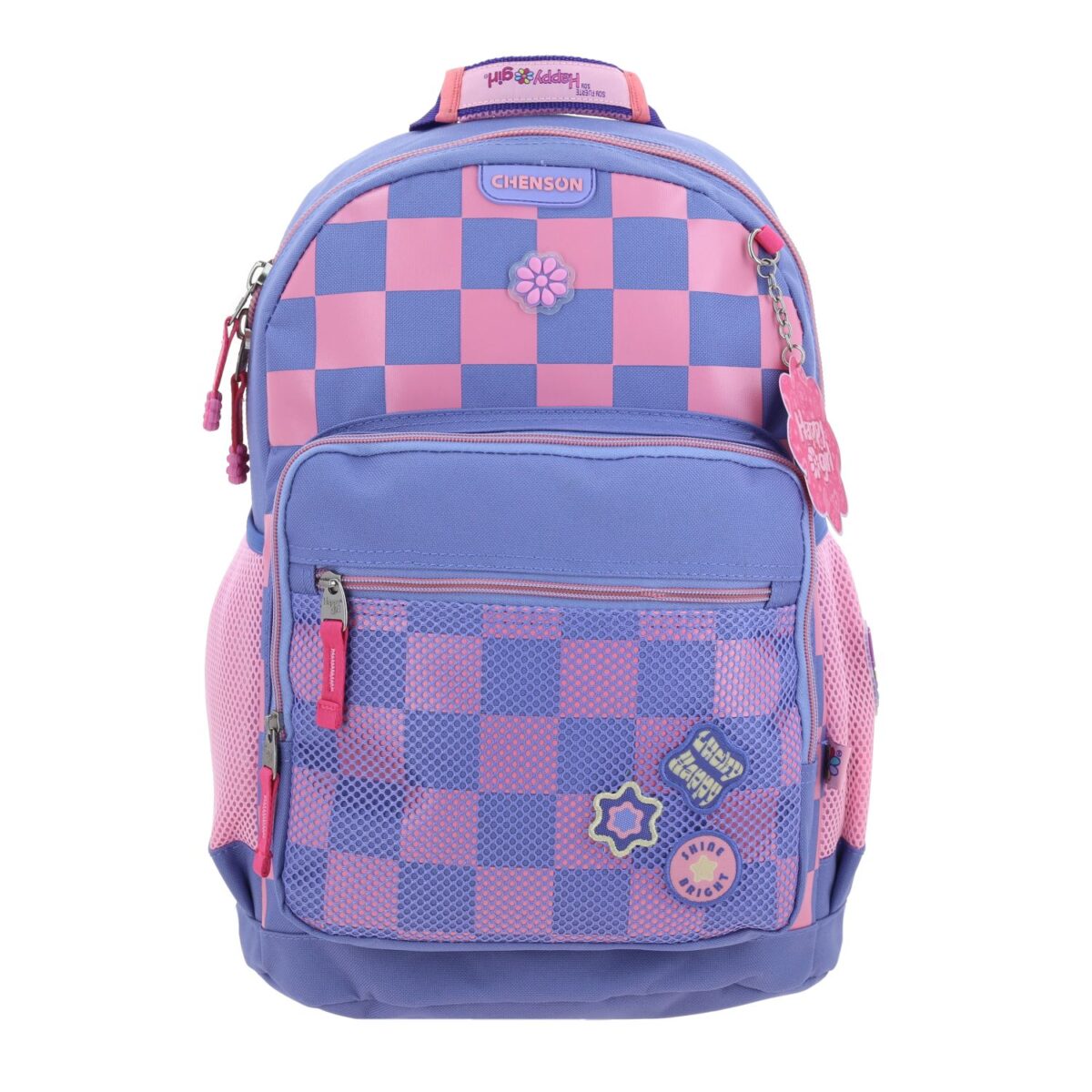 Mochila Grande Chenson Morada Cuadros Happy Girl Chester