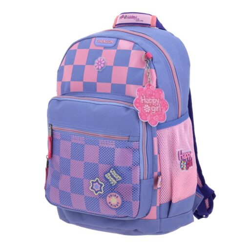 Alternative view of Mochila Grande Chenson Morada Cuadros Happy Girl Chester