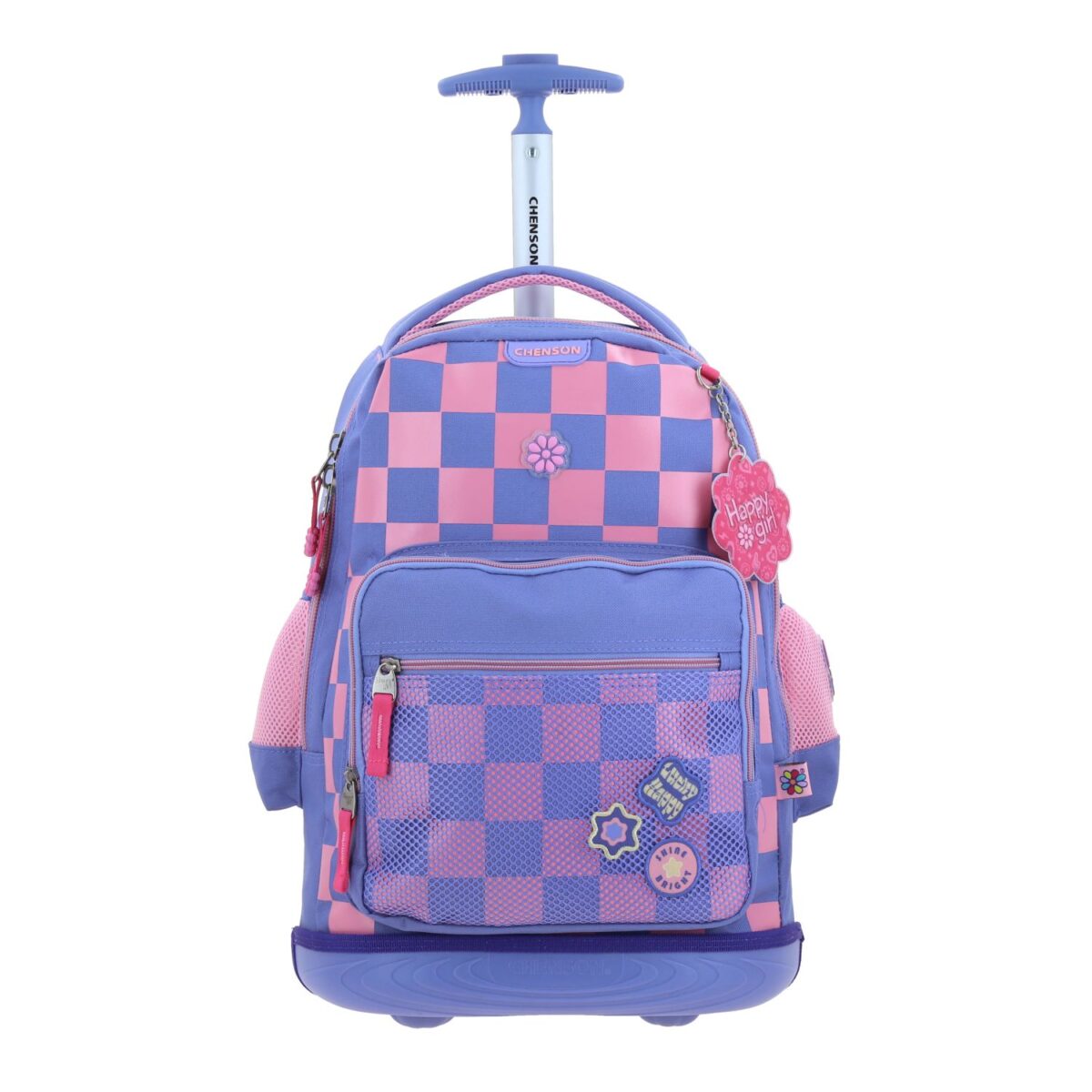Mochila Con Ruedas Chenson Morada Cuadros Happy Girl Chester