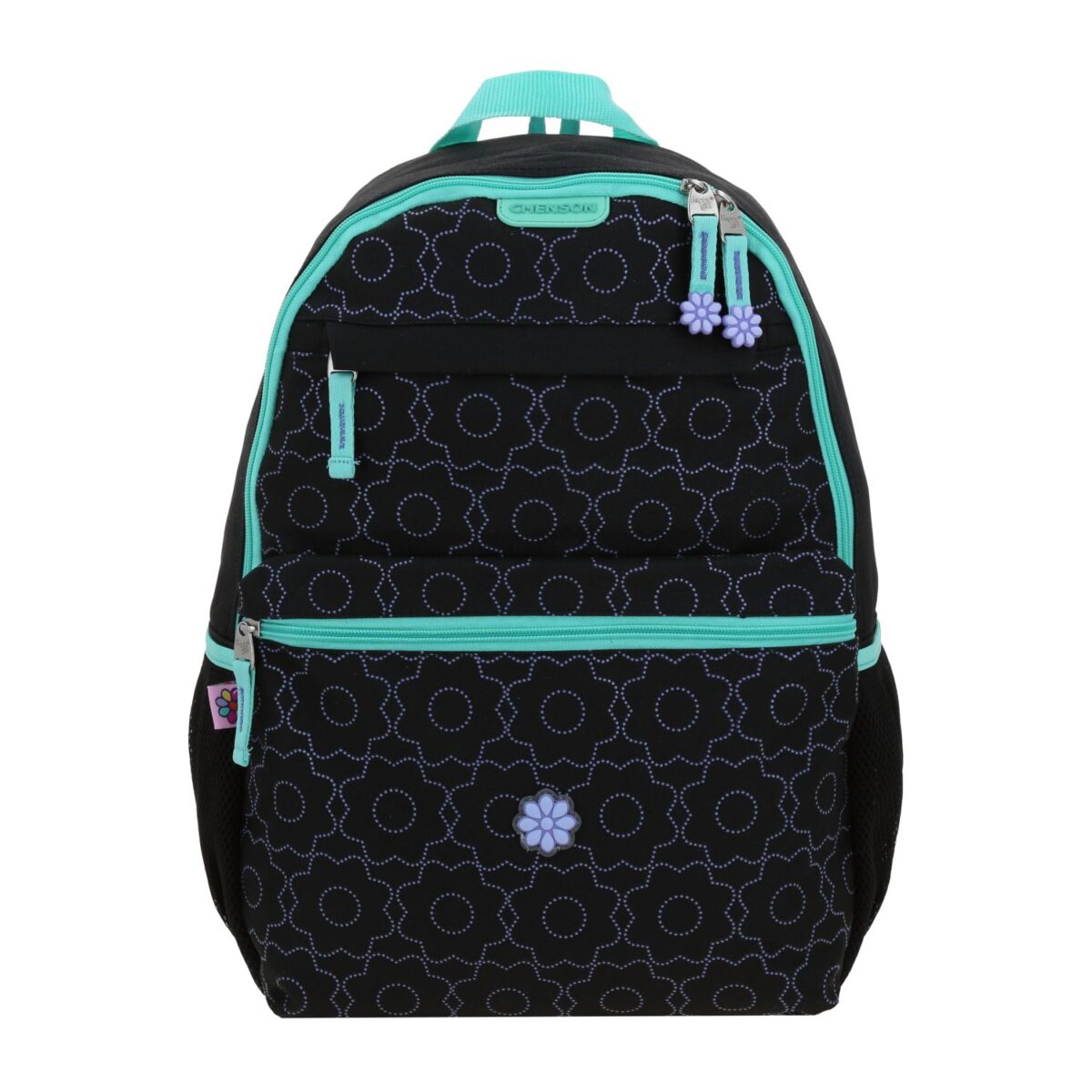 Mochila Grande Chenson Negra Con Flores Happy Girl Cienta