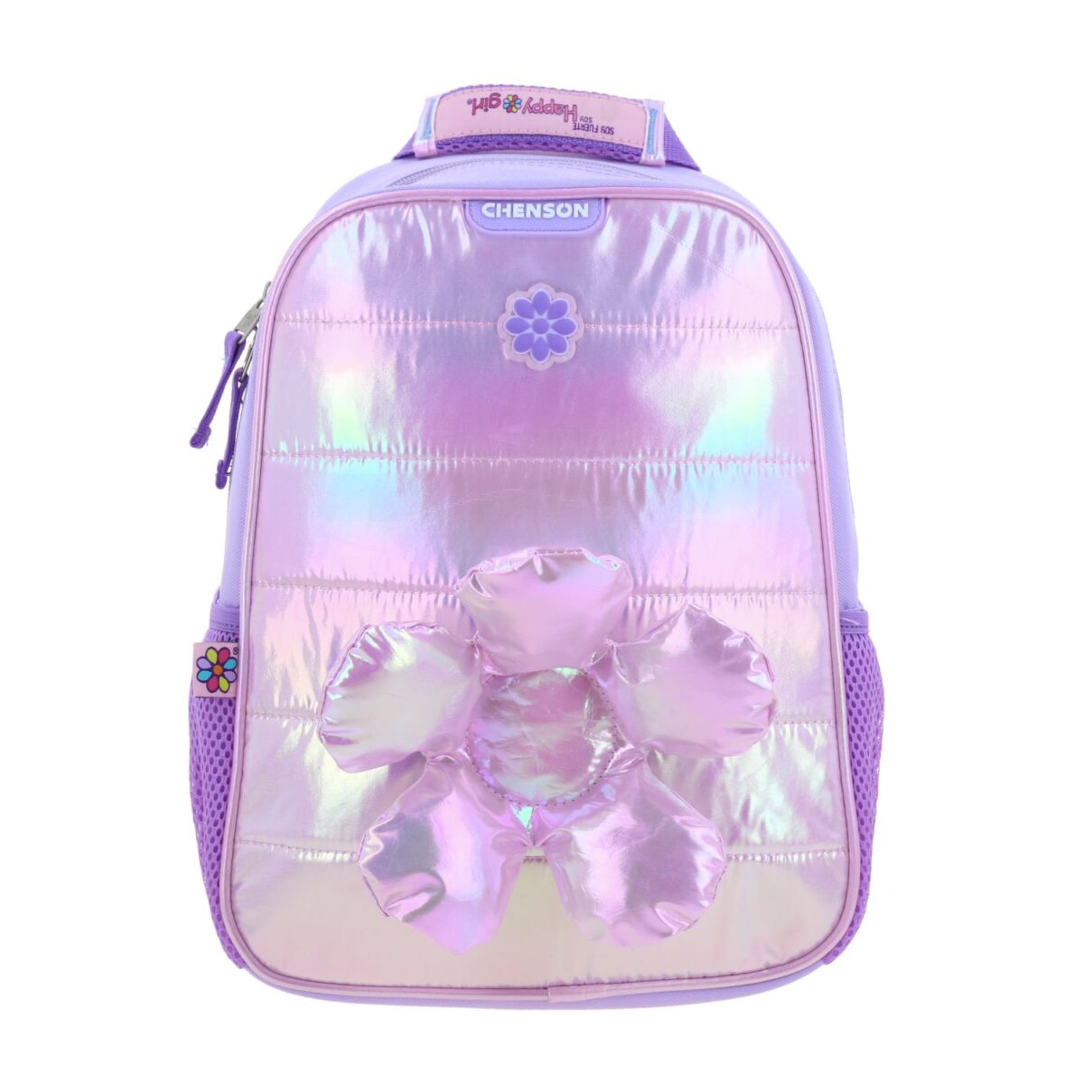 Mochila Kinder Chenson Lila Brillante Dise?o con Flor Happy Girl Flof