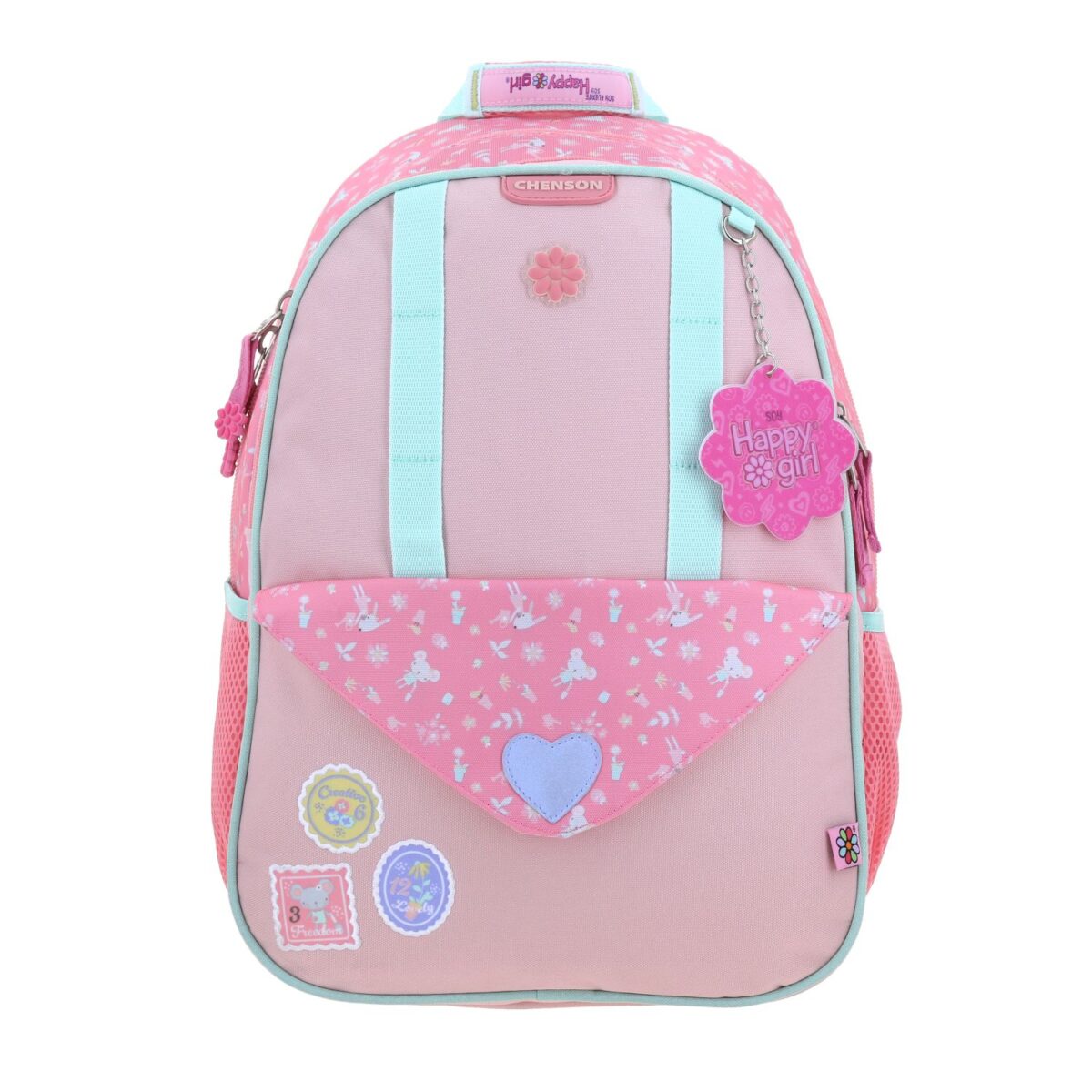 Mochila Chenson Rosa Con Parches y Coraz?n Happy Girl Uli