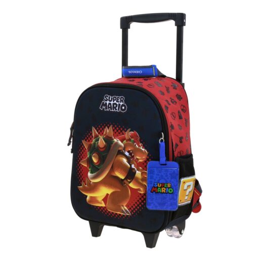 Alternative view of Mochila Kinder Con Ruedas Chenson Negra Bowser en 3D Mario Bros BOWIE