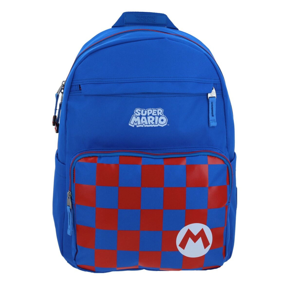 Mochila Grande Chenson Azul a Cuadros Mario Bros
