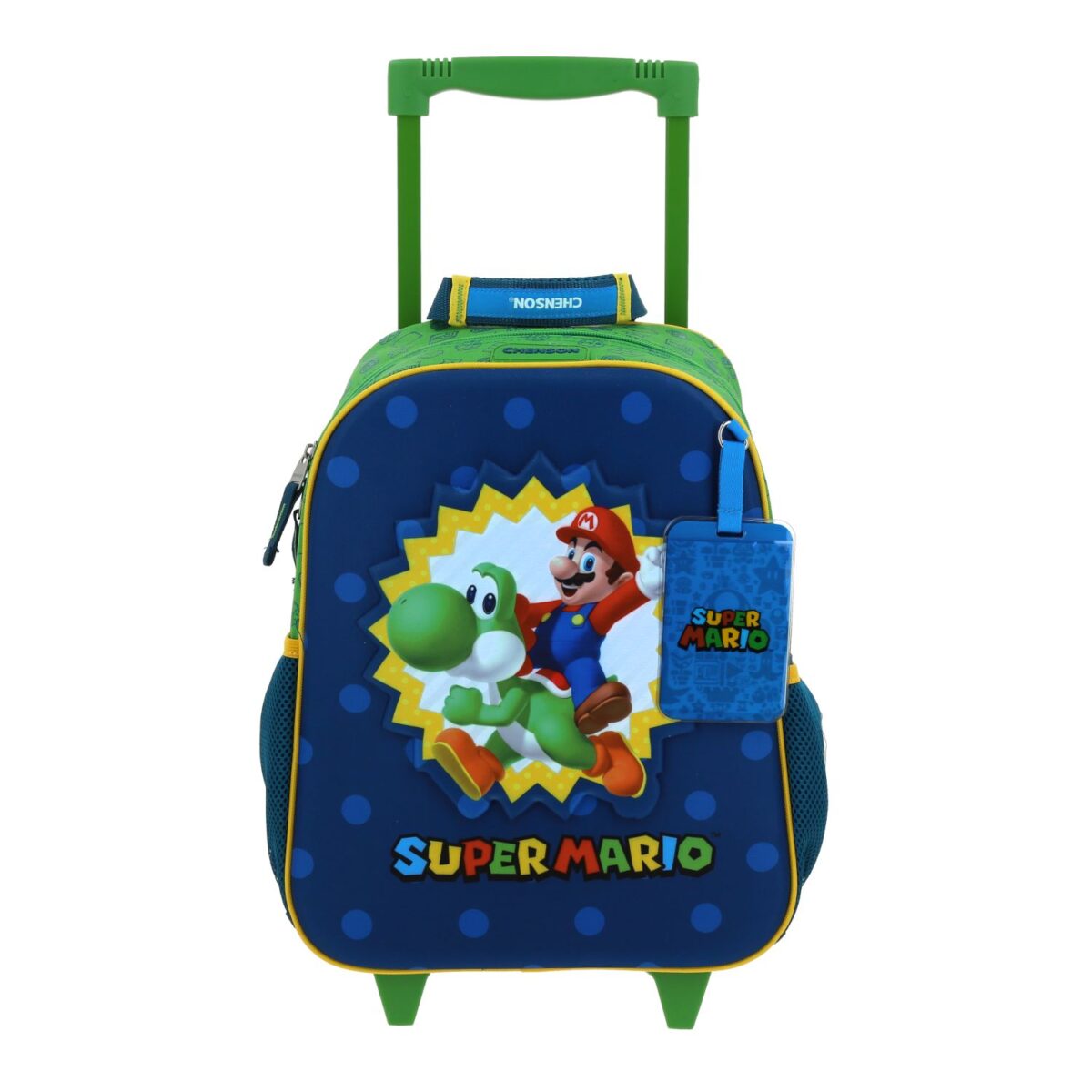 Mochila Kinder Con Ruedas Color Verde Mario Bros