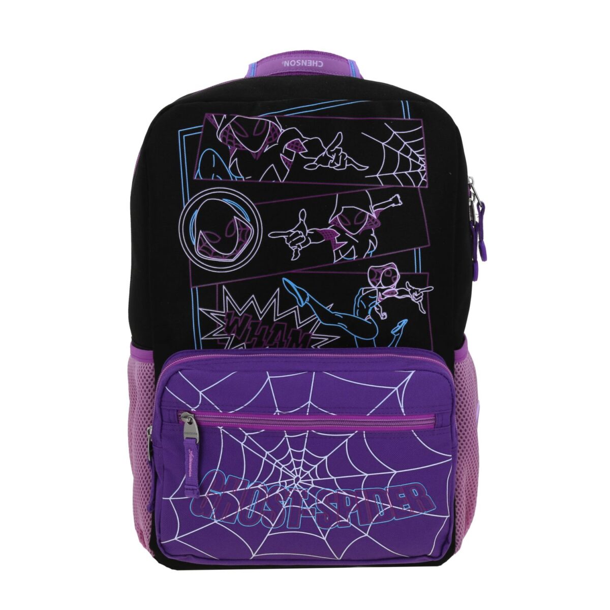 Mochila Grande Chenson Miles Morales Estacy Negro y Morado