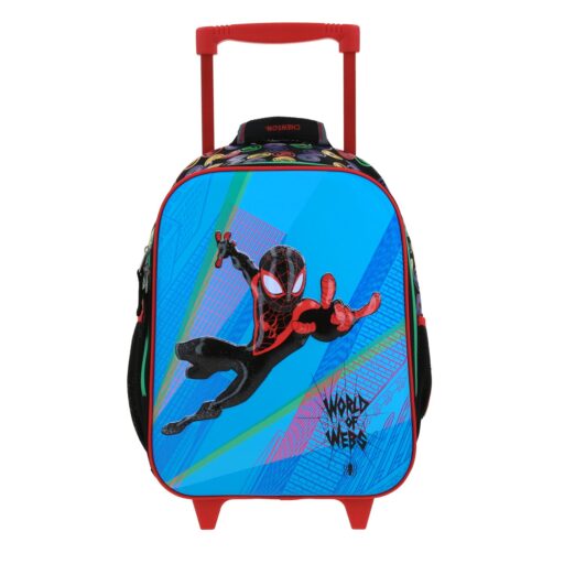 Mochila Kinder Con Ruedas Chenson Miles Morales Azul y Negro Feiquer