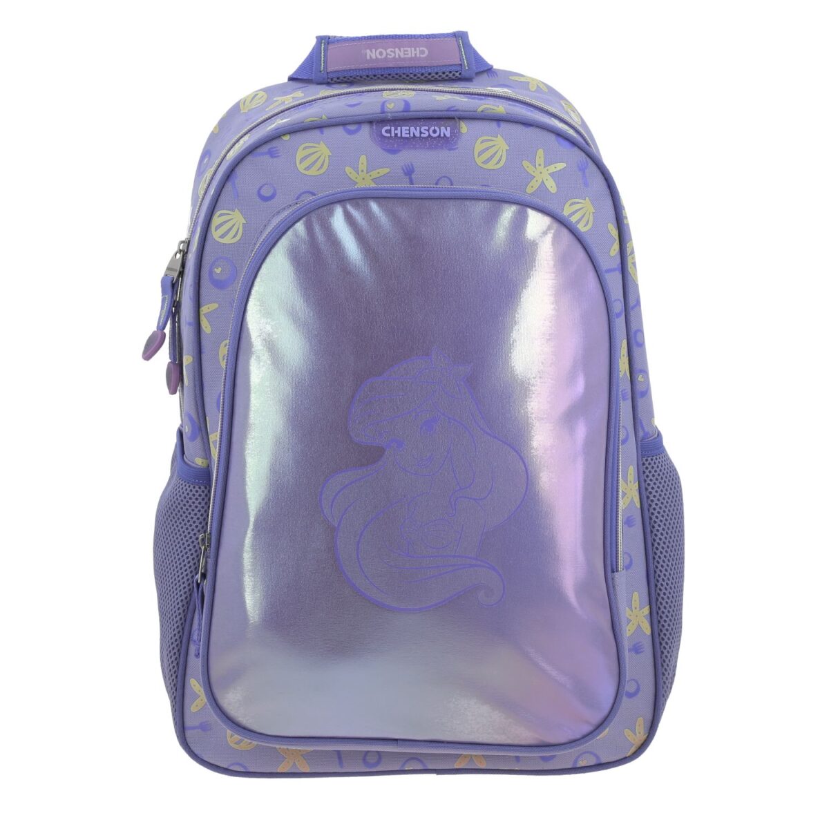 Mochila Grande Chenson Morada Brillo Princesa Sirenita