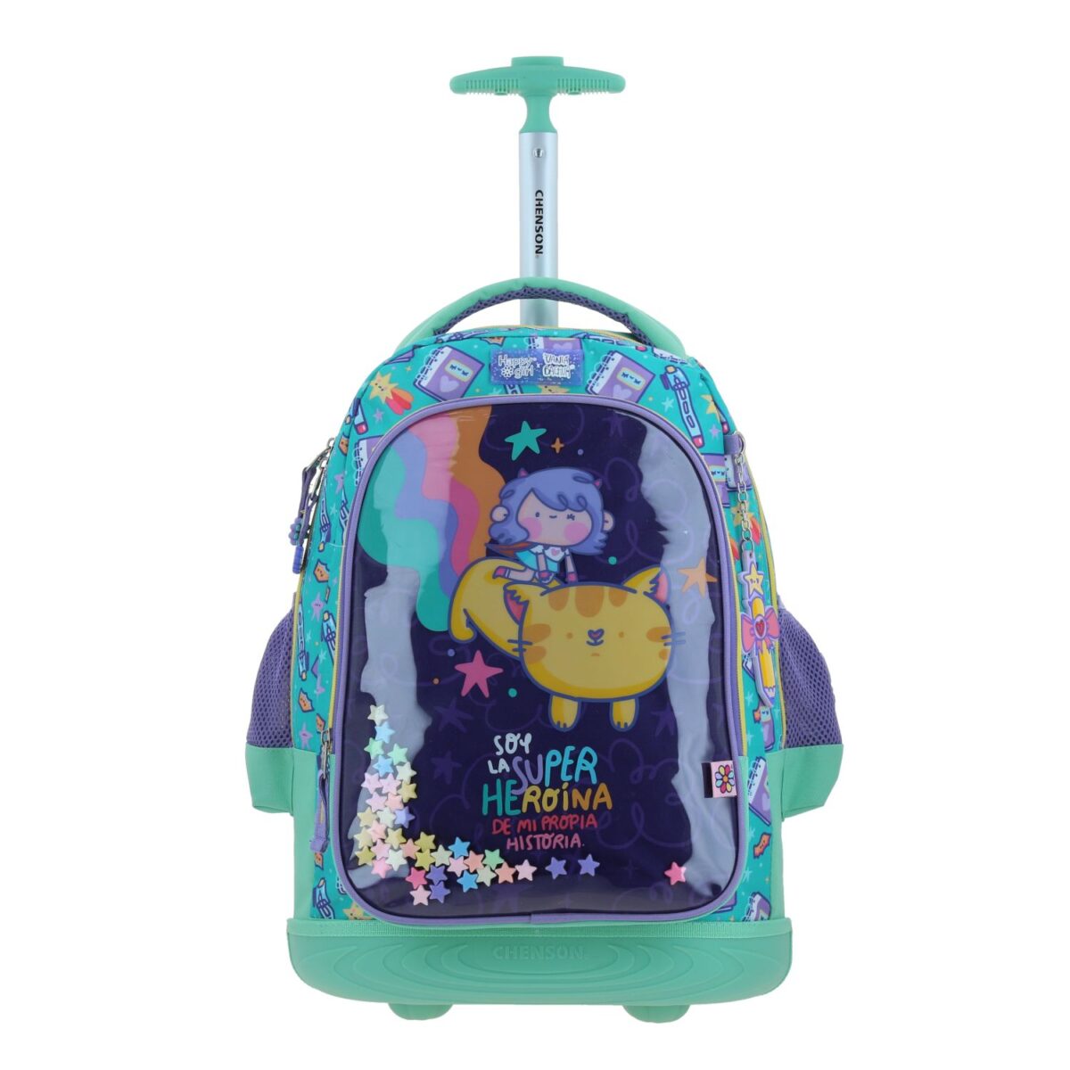 Mochila Con Ruedas Chenson Turquesa Happy Girl Vania Bachur