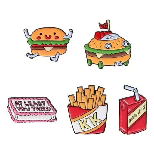 Pin comida chatarra metálico