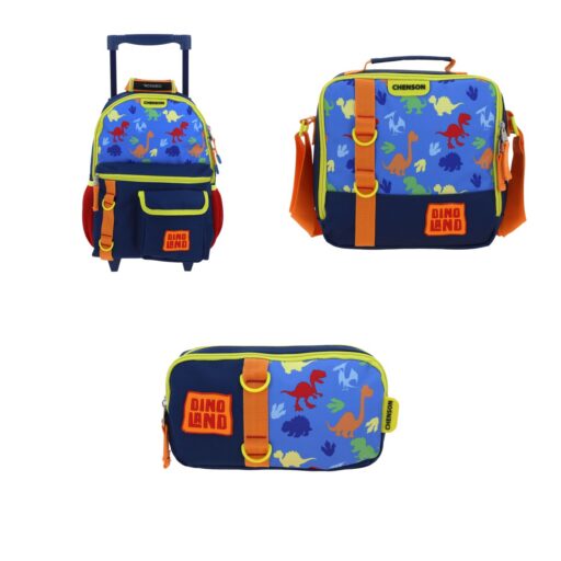 Portada de Kit Chenson Original Mochila con Ruedas + Lonchera Térmica + Lapicera Kinder Azul NINO
